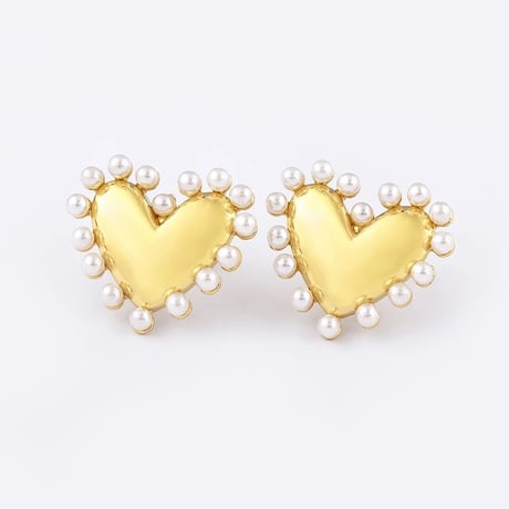 Metal Heart Pearl Pierce