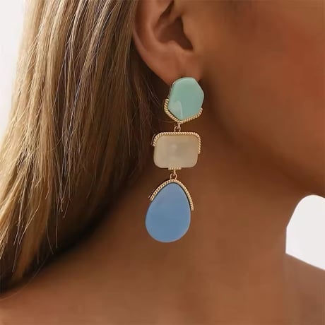 Marble Stone Drop Pierce/2color