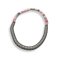 Half Pearl Mesh Long Necklace
