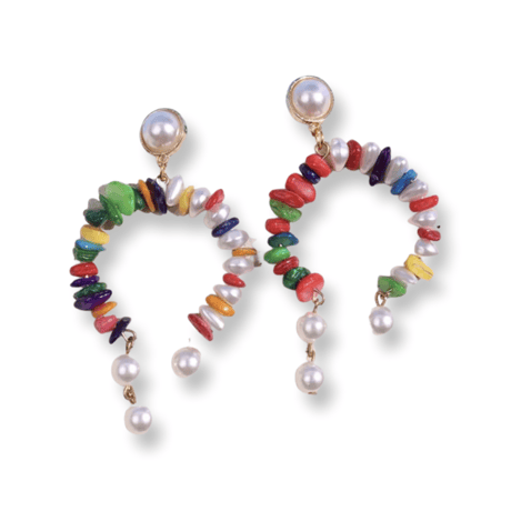 Colorful Shell Beads Drop Pierce