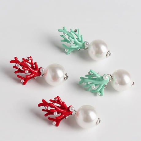 Coral Pearl Drop Pierce/2color