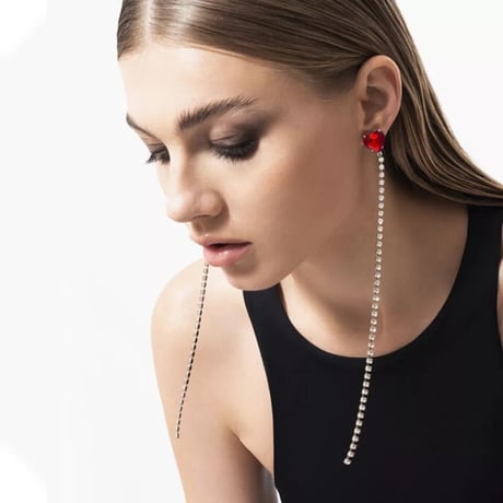 Heart Crystal Long Pierce/2color