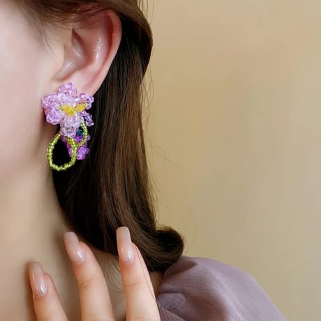 Flower&Grape Beads Pierce