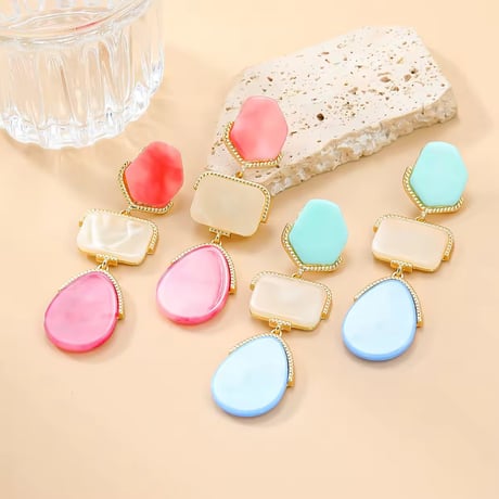 Marble Stone Drop Pierce/2color
