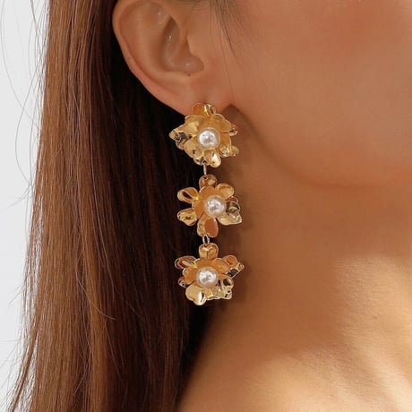 Metal Flower Drop Pierce/2color