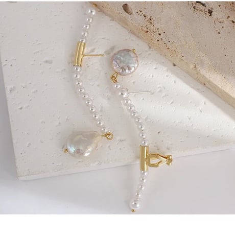 Asymmetry Baroque Pearl Pierce&Clip