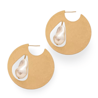 Metal Circle Baroquepearl Pierce/2color