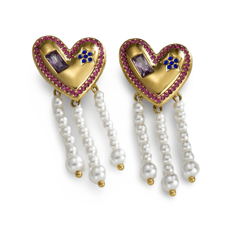 Heart Pearl Fringe Pierce