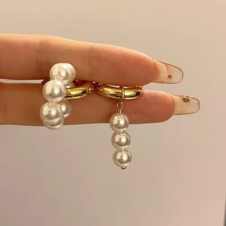 Asymmetry Pearl Hoop Pierce/2color