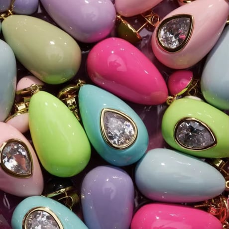 Bicolor Stone Teardrop Pierce/6color