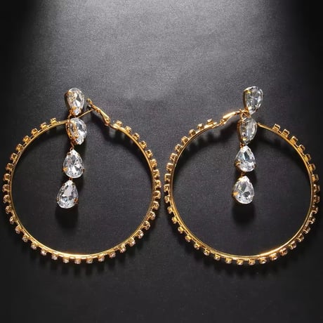 2way Teardrop Crystal Hoop Pierce
