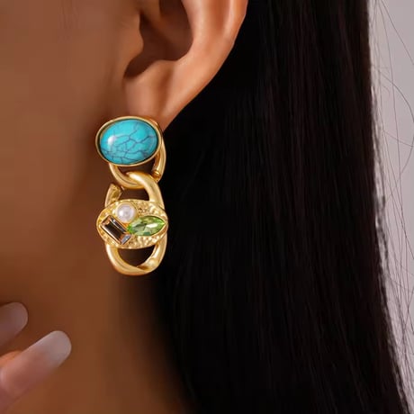 Turquoise Bijou Chain Pierce