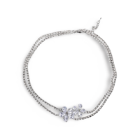 Flower Crystal Choker Necklace/2color