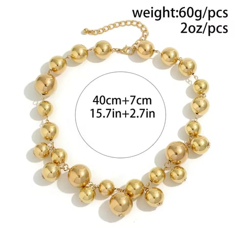 Metal Ball Aggregation Necklace/2color