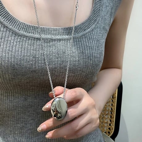 Ovall Shape Long Necklace/2color