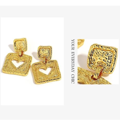 Heart Cut Square Drop Pierce