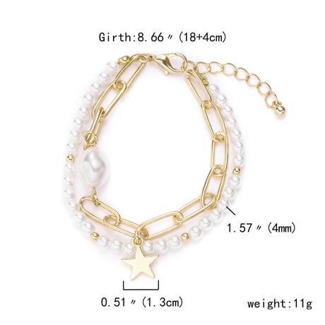 Pearl & Chain Star Bracelet