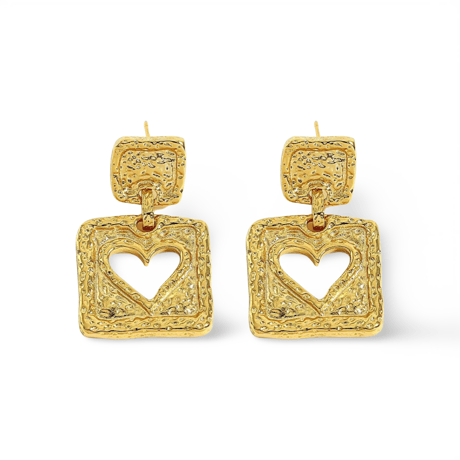 Heart Cut Square Drop Pierce