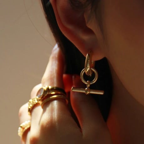 2Way Metal Charm Hoop Pierce/2color