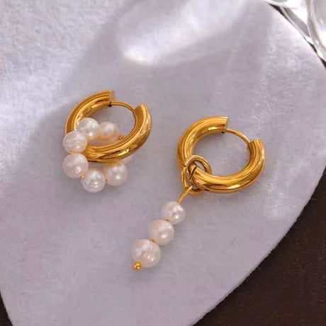 Asymmetry Pearl Hoop Pierce/2color