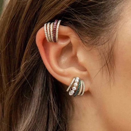 Pearl&Crystal Earcuff/4color