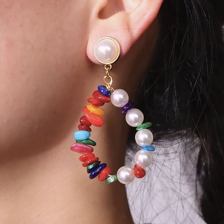 Colorful Shell Beads Circle Pierce