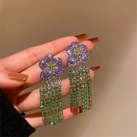 Violet Crystal Fringe Pierce