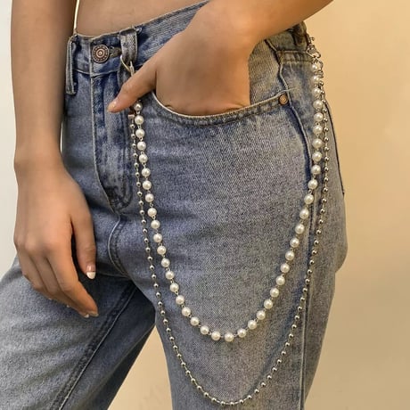 Pearl&Ball Chain Belt