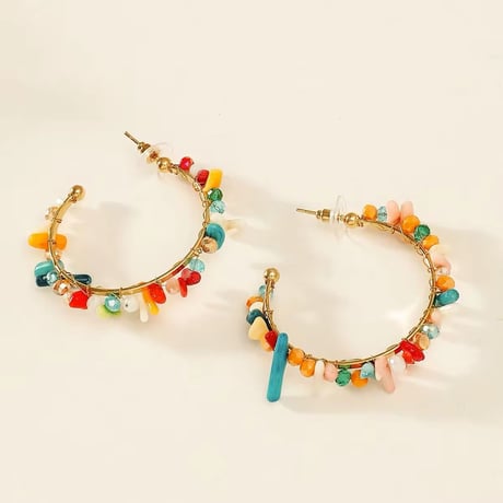 Colorful Sea Beads Hoop Pierce