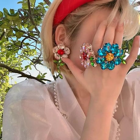 Crystal Flower Ring/2color
