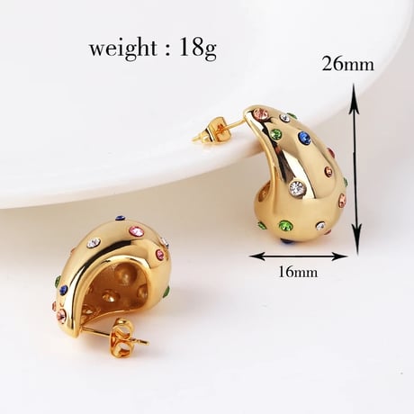 Colorful Stone Teardrop Pierce/2color
