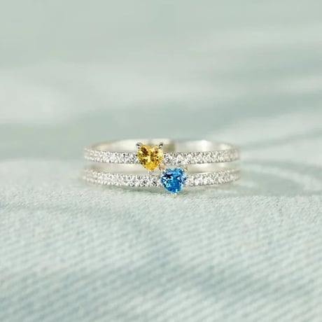 Double Heart Cubic Ring