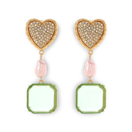 Heart Pink Baroque Pearl Pierce/2color