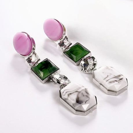 Marble&Crystal Long Pierce