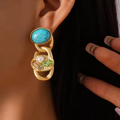 Turquoise Bijou Chain Pierce