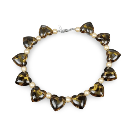 Leopard Heart&Pearl Necklace