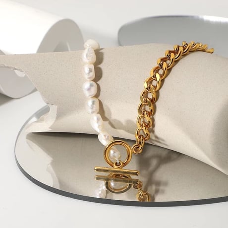Chain & Pearl Necklace/2color