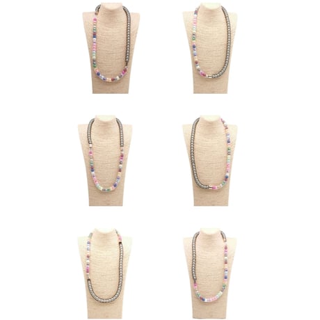 Half Pearl Mesh Long Necklace