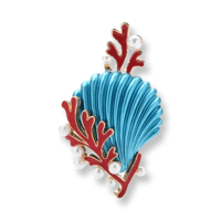 Coral & Shell Brooch/2color
