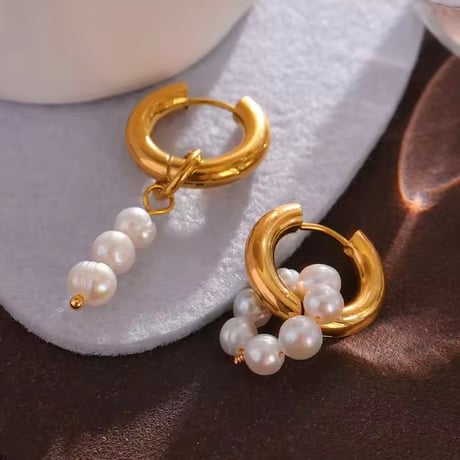 Asymmetry Pearl Hoop Pierce/2color