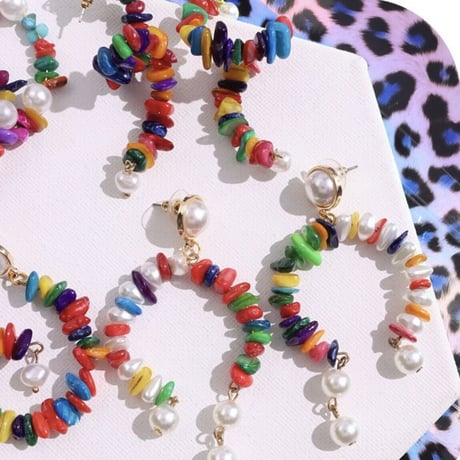 Colorful Shell Beads Spiral Pierce
