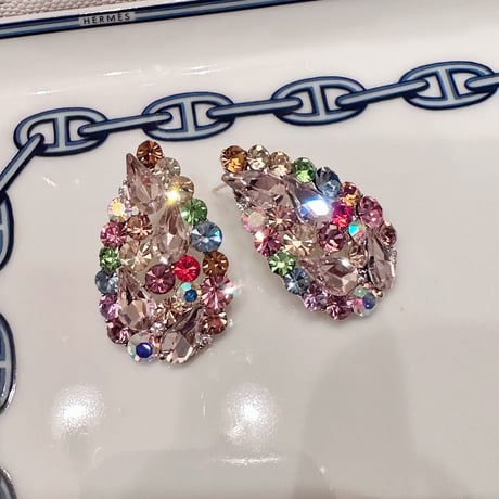 Teardrop Candy Crystal Pierce/2color