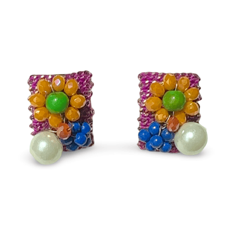 Colorful Flower Square Pierce/3color