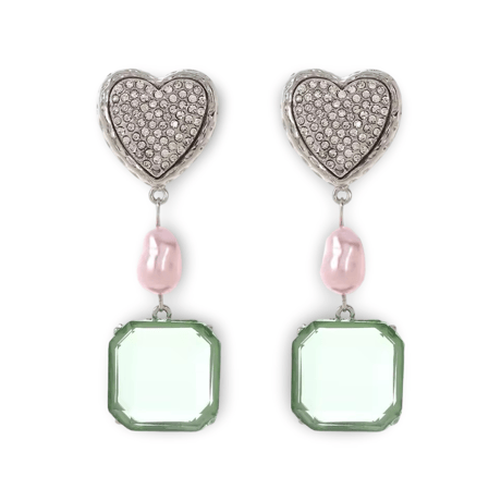 Heart Pink Baroque Pearl Pierce/2color