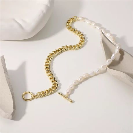 Chain & Pearl Necklace/2color