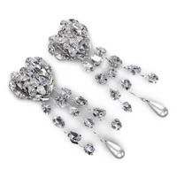 Heart Crystal Pearl Drop Pierce