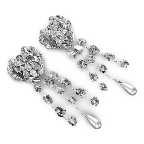 Heart Crystal Pearl Drop Pierce