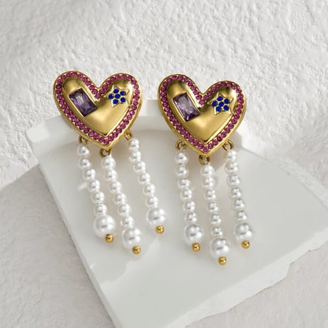 Heart Pearl Fringe Pierce