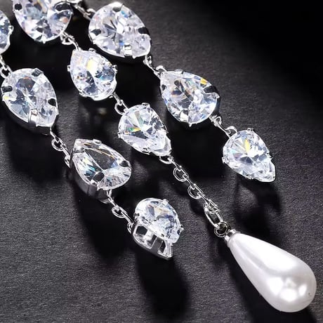 Heart Crystal Pearl Drop Pierce