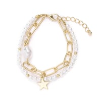 Pearl & Chain Star Bracelet